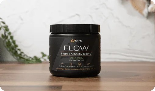 FLOW Men's Vitality Blend jar by Adonis Vitality, Apple Berry flavor, 30 servings